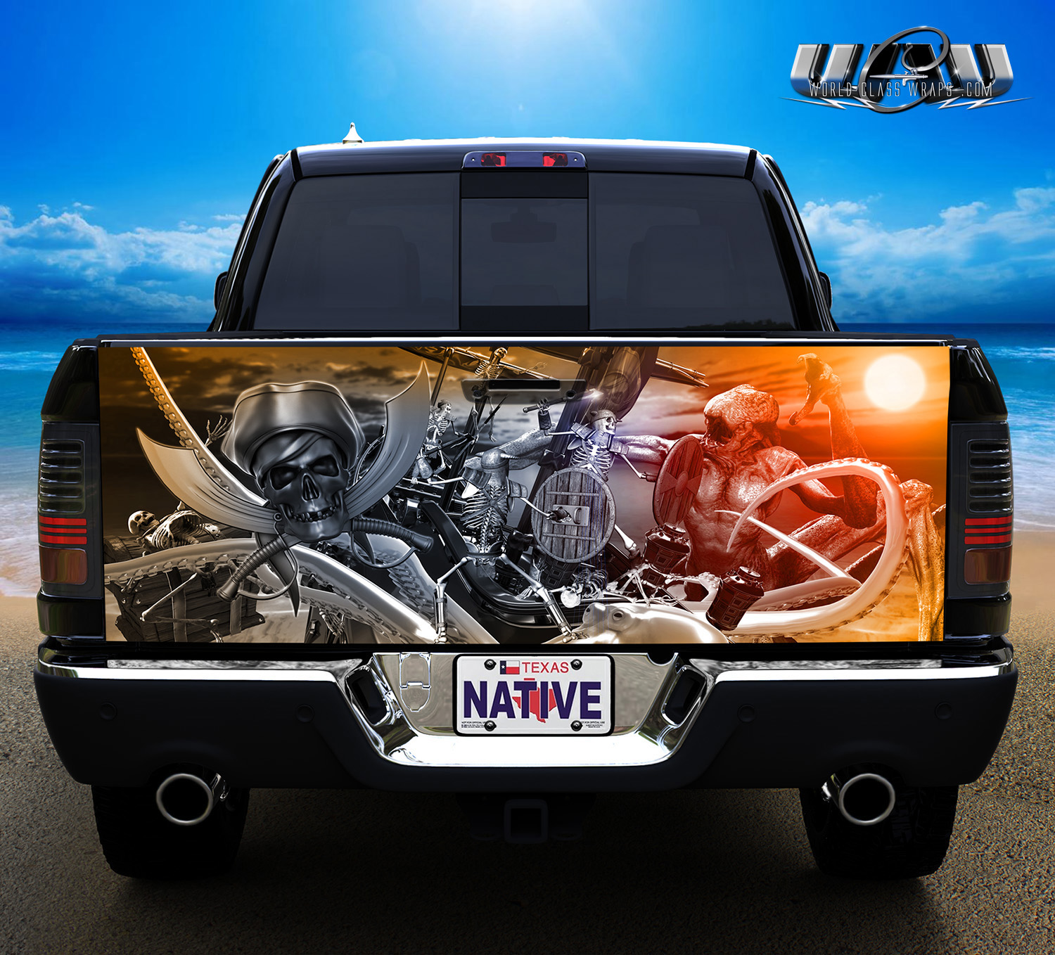 pirate pickup truck tailgate graphic large