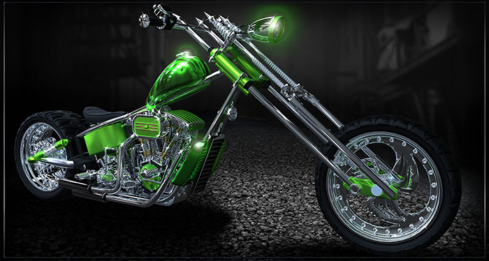 Custom Harley Davidson Chopper (green) #12
