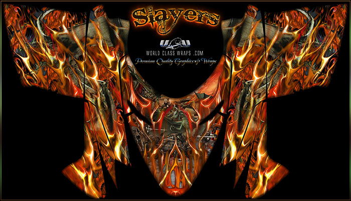 Slayers graphics package for Polaris RMK snowmobile.